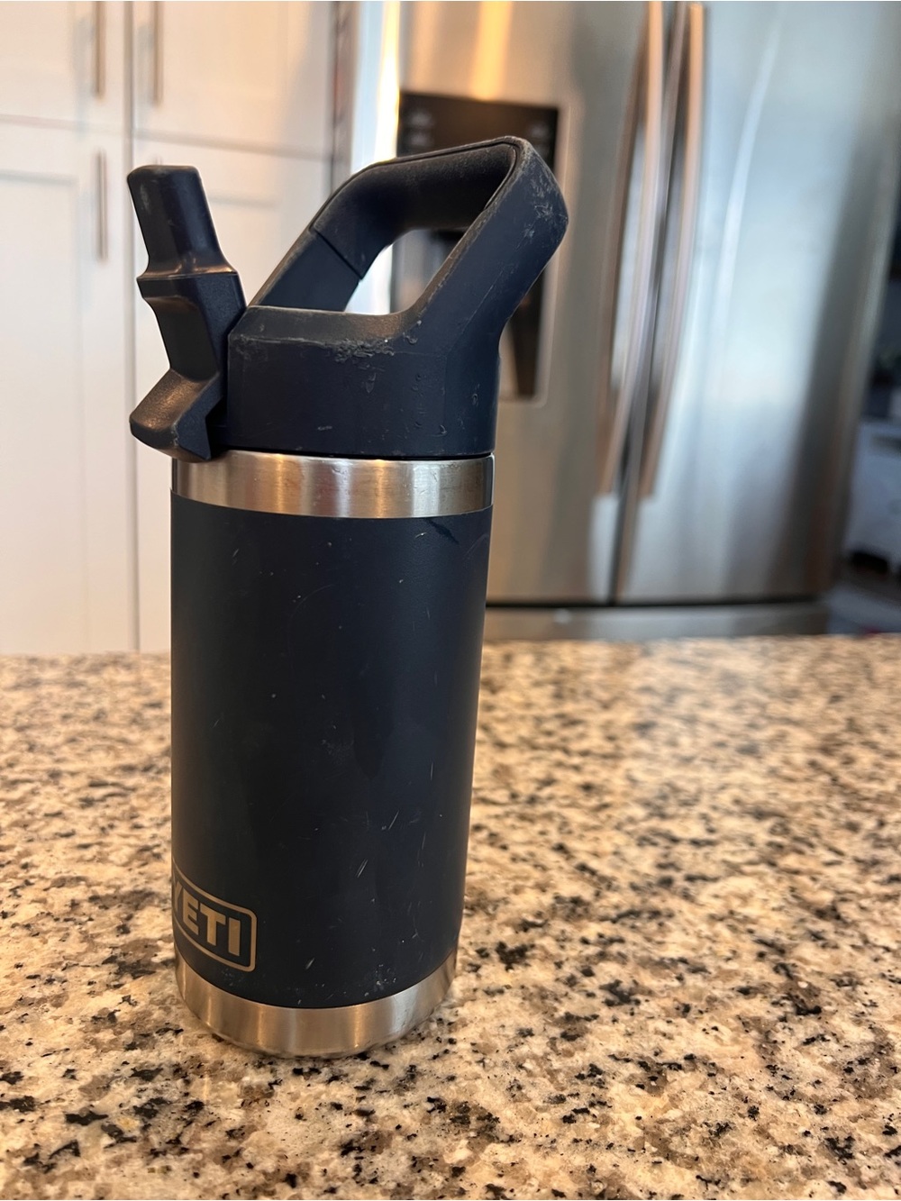 Yeti Navy and Silver Stainless Kids Bottle with Straw Lid